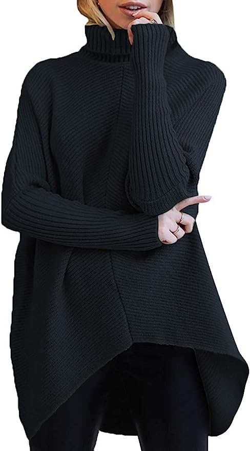 Embrace Cozy Elegance with Batwing Turtleneck Pullover Sweater!