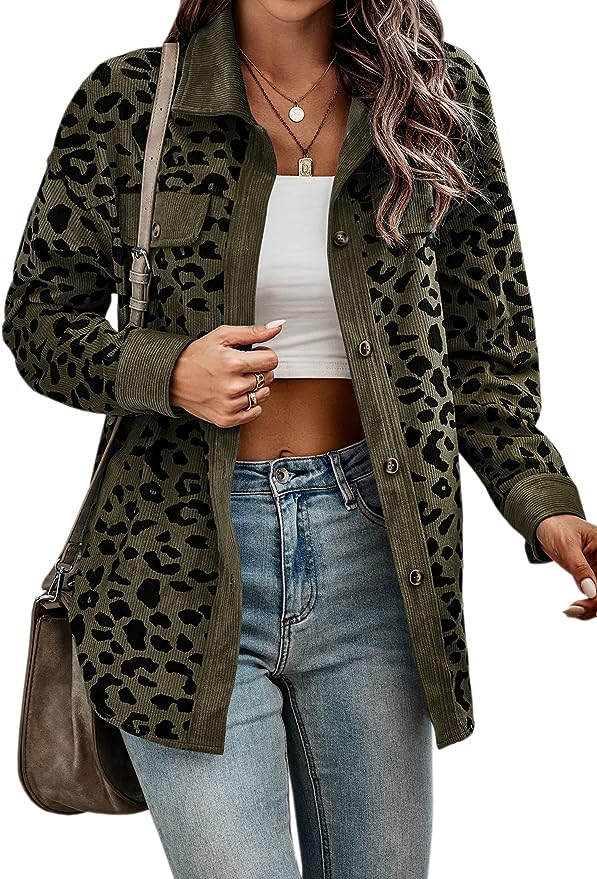 Elevate Your Fall Wardrobe with the Oversized Leopard Corduroy Shacket – Where Style Meets Comfort